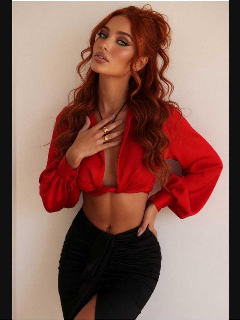 House of CB ‘LARAINE’ Cherry Silk Blouson Top/ Small (US4-6) $165